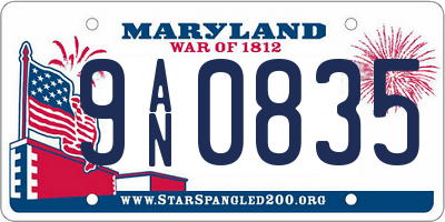MD license plate 9AN0835