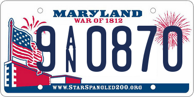 MD license plate 9AN0870
