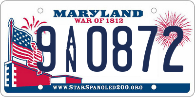 MD license plate 9AN0872
