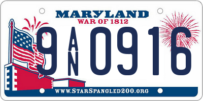MD license plate 9AN0916