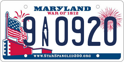 MD license plate 9AN0920