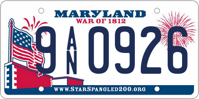 MD license plate 9AN0926