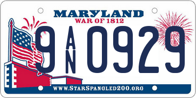 MD license plate 9AN0929