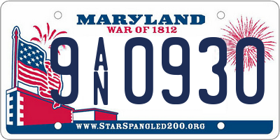 MD license plate 9AN0930