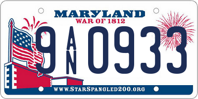 MD license plate 9AN0933