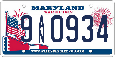 MD license plate 9AN0934