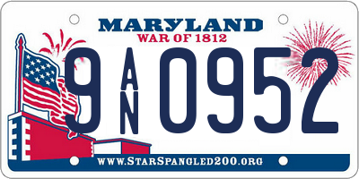 MD license plate 9AN0952