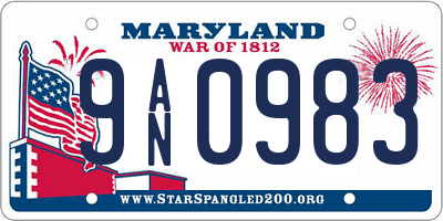MD license plate 9AN0983