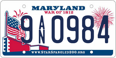 MD license plate 9AN0984