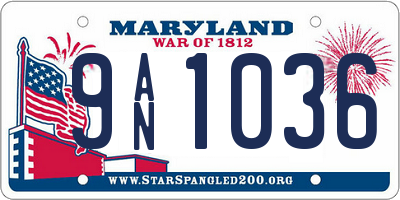MD license plate 9AN1036