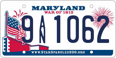MD license plate 9AN1062
