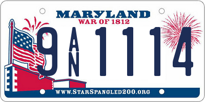 MD license plate 9AN1114