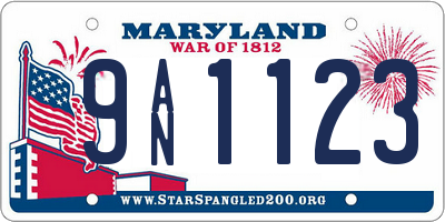MD license plate 9AN1123