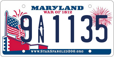 MD license plate 9AN1135