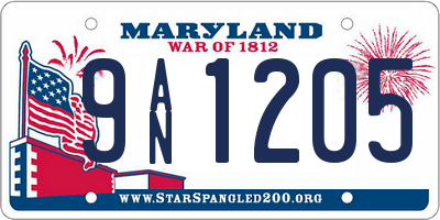 MD license plate 9AN1205