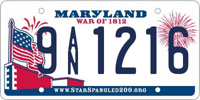 MD license plate 9AN1216