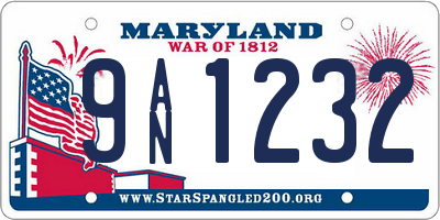 MD license plate 9AN1232