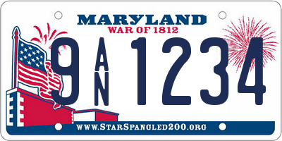 MD license plate 9AN1234