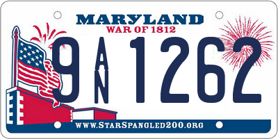 MD license plate 9AN1262