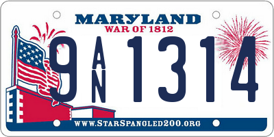 MD license plate 9AN1314