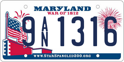 MD license plate 9AN1316