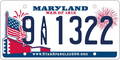 MD license plate 9AN1322