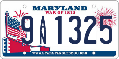 MD license plate 9AN1325