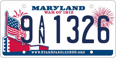 MD license plate 9AN1326