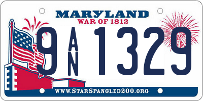 MD license plate 9AN1329