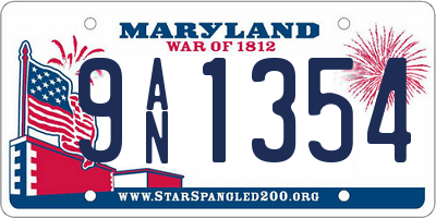 MD license plate 9AN1354