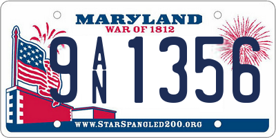 MD license plate 9AN1356