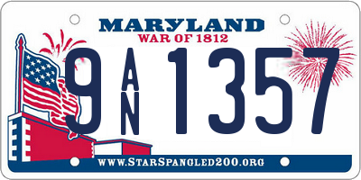 MD license plate 9AN1357