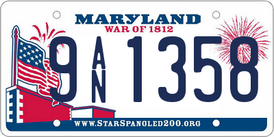 MD license plate 9AN1358