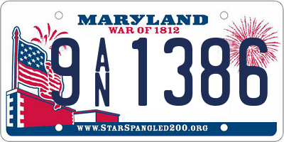 MD license plate 9AN1386
