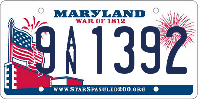 MD license plate 9AN1392