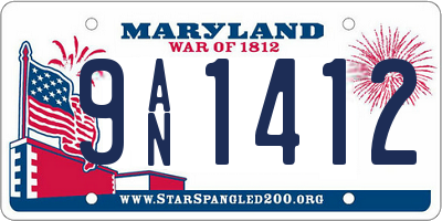 MD license plate 9AN1412