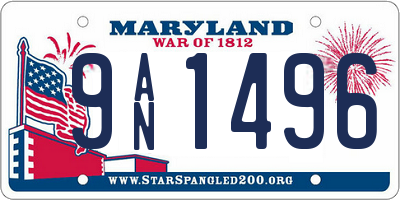 MD license plate 9AN1496