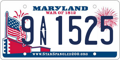 MD license plate 9AN1525