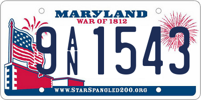MD license plate 9AN1543
