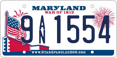 MD license plate 9AN1554