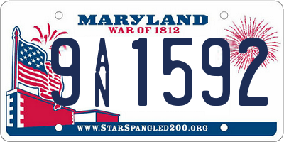 MD license plate 9AN1592