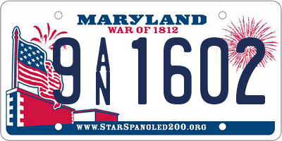 MD license plate 9AN1602