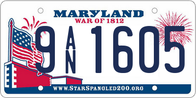 MD license plate 9AN1605