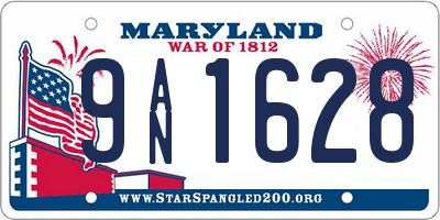 MD license plate 9AN1628