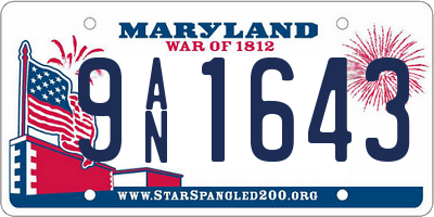 MD license plate 9AN1643