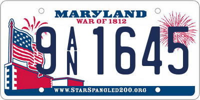 MD license plate 9AN1645