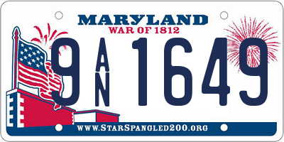 MD license plate 9AN1649