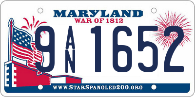 MD license plate 9AN1652