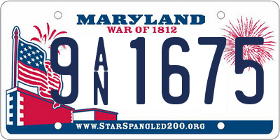 MD license plate 9AN1675