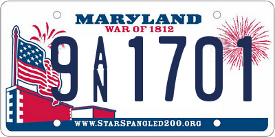MD license plate 9AN1701